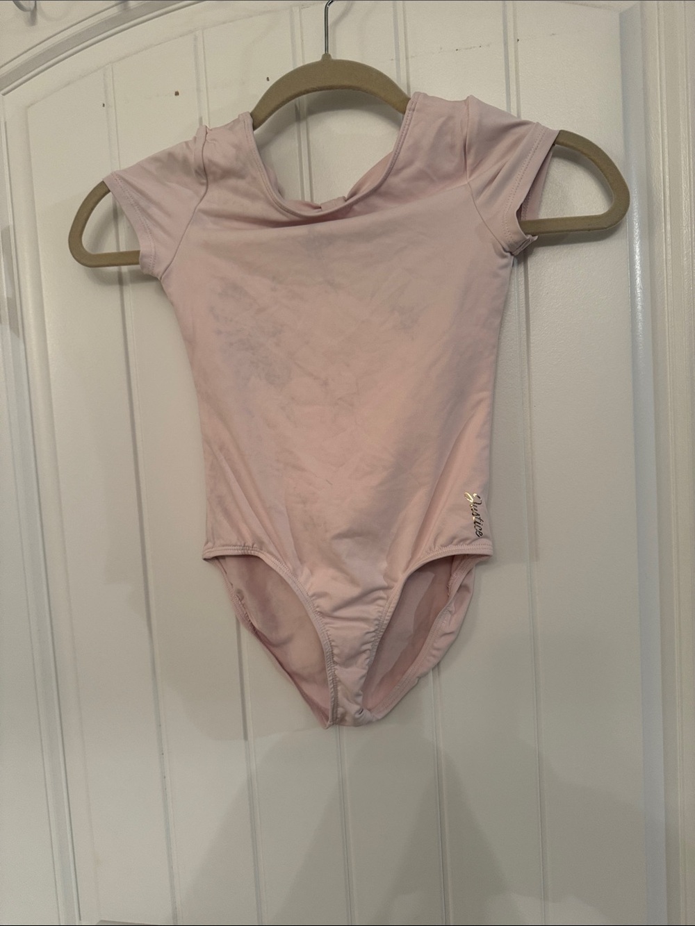 Justice Light Pink Cap-Sleeve Dance Leotard